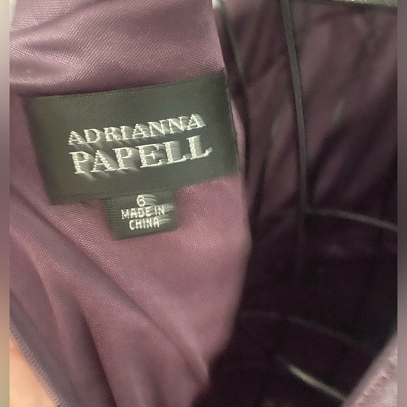 Adrianna Papell Purple Shimmer Tiered Tulip Ruffle Sleeveless Dress Size 6 - Picture 5 of 5